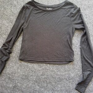 Topshop Ribbed Black Crop Top